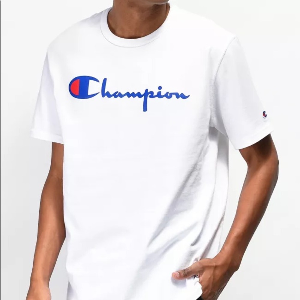 Champion Heritage Script White T-Shirt New With Tags